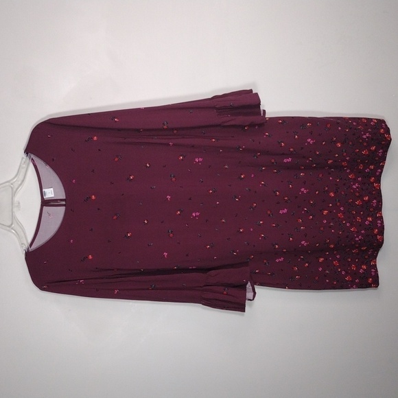 Nwt Old Navy Maroon Dress Long Bell Sleeves Size L - Picture 1 of 11